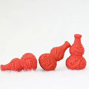 

HOT synthetic red cinnabar 15x27mm gourd carving accessories pendant beads diy jewelry 5pcs B947