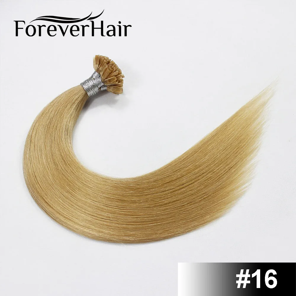 FOREVER HAIR 0,8 г/локон 1" 18" 2" Remy u-образные кератиновые волосы для наращивания прямые предварительно скрепленные волосы на капсулах Горячие волосы fusion 50 s/pac - Цвет: #16