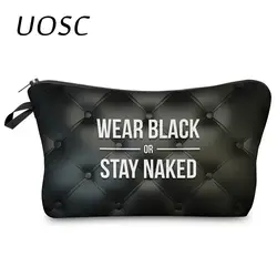 UOSC 2018 Косметическая Организатор сумка для писем носить черный или остаться голый 3D печати косметичка модные женские туфли бренд макияж