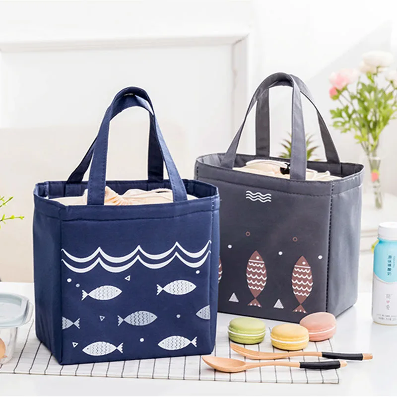 

Thermal Lunch Bags Fish Pattern Waterproof Cartoon Style Women Supplies Large Food Picnic Bag Portable Oxford Storage Tote