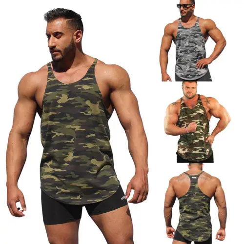 ITFABS New Men Camo Running Vest Stringer Bodybuilding Tank Top Gym