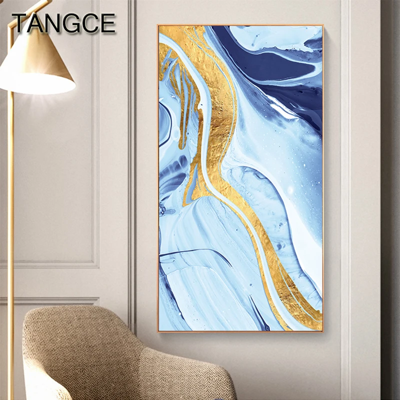 

Abstract Golden Years Canvas Painting Tableaux Big Poster Print Blue Green Wall Art Picture for Living Room Modern Cuadros Salon