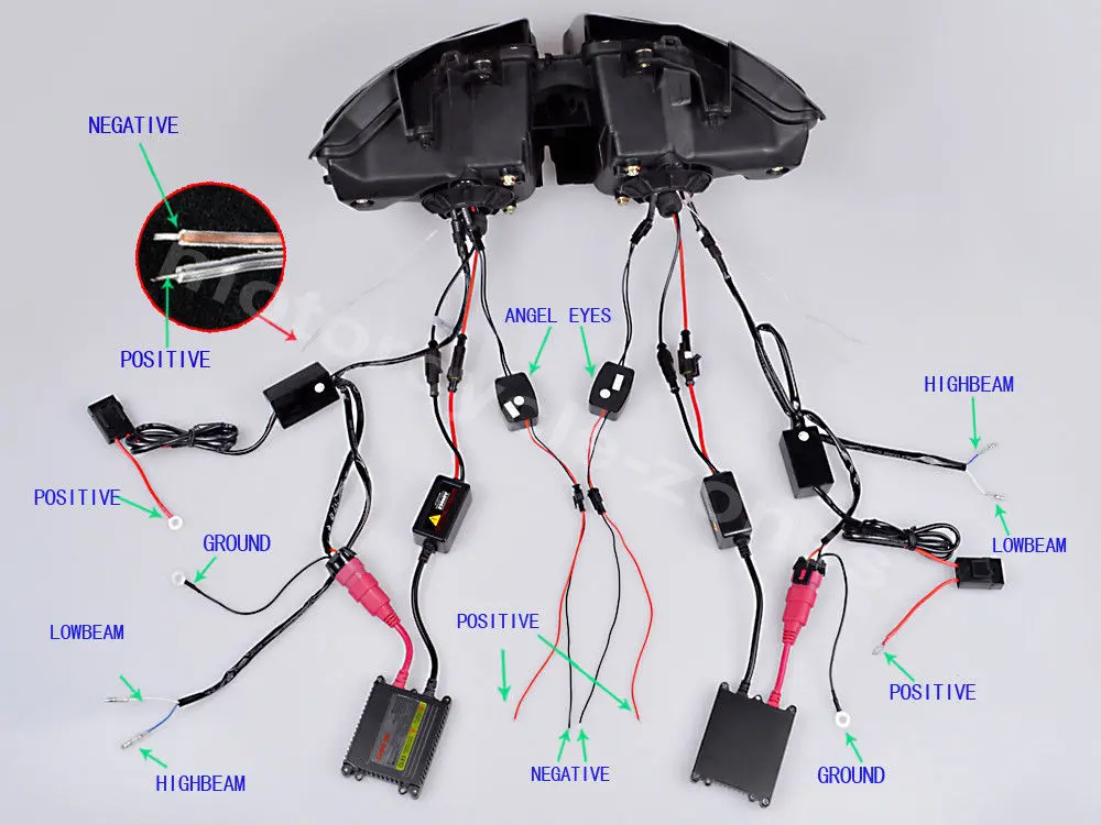 Передняя фара для мотоцикла белые глаза ангела синие глаза демона HID сборка для Honda CBR 1000RR 2008-2011