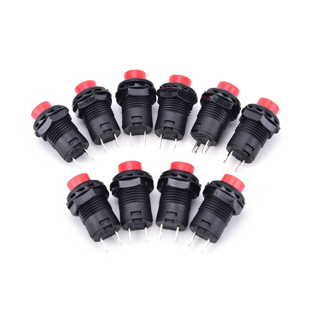 

Red Black DS-228 DS-428 Self-locking Switch Normal Open NO 12mm Round Control 10pcs