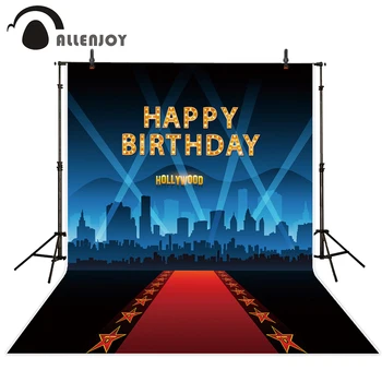 

Allenjoy Hollywood background for studio Red carpet glare Star Happy Birthday party celebrate backdrop photography photophone
