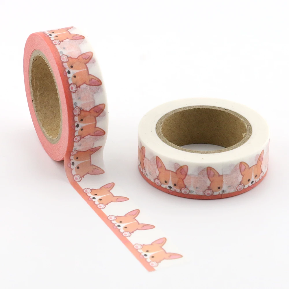 15mm*10m Cute dog Masking Washi Tape Decorative Adhesive Tape Decora Diy Scrapbooking Sticker Label