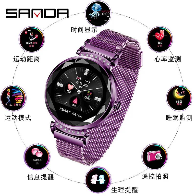 

2019 Smart Watch Women Ios Android Alloy Buckle 3Bar Limited Edition Fitness Tracker Sleep Tracker Mood Tracker Message Reminder
