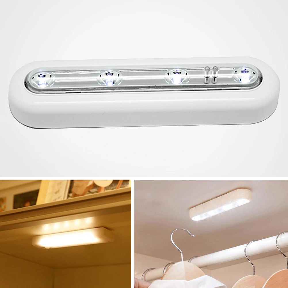 

New 4-LED Touch Sensor under Cabinet Swivel Push Cabinet Lamp Tap Touch Stick on Light Lams Self-Stick