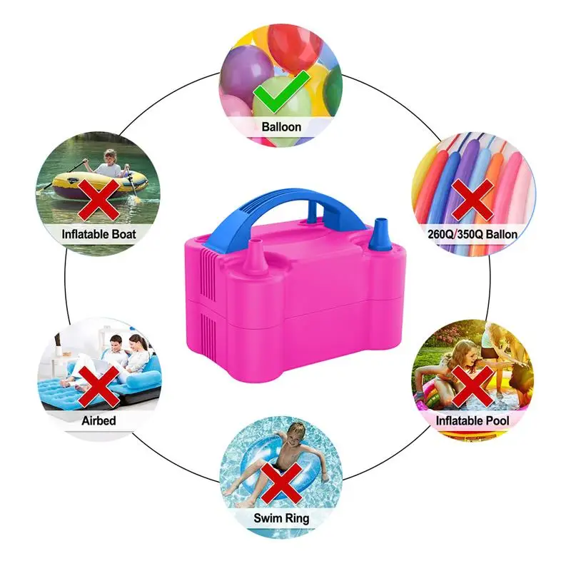 High Quality Inflatable Pump Portable Double Air Hole Pump Electric Balloon Pump Electric Inflator Balloon Pump for Car Motor