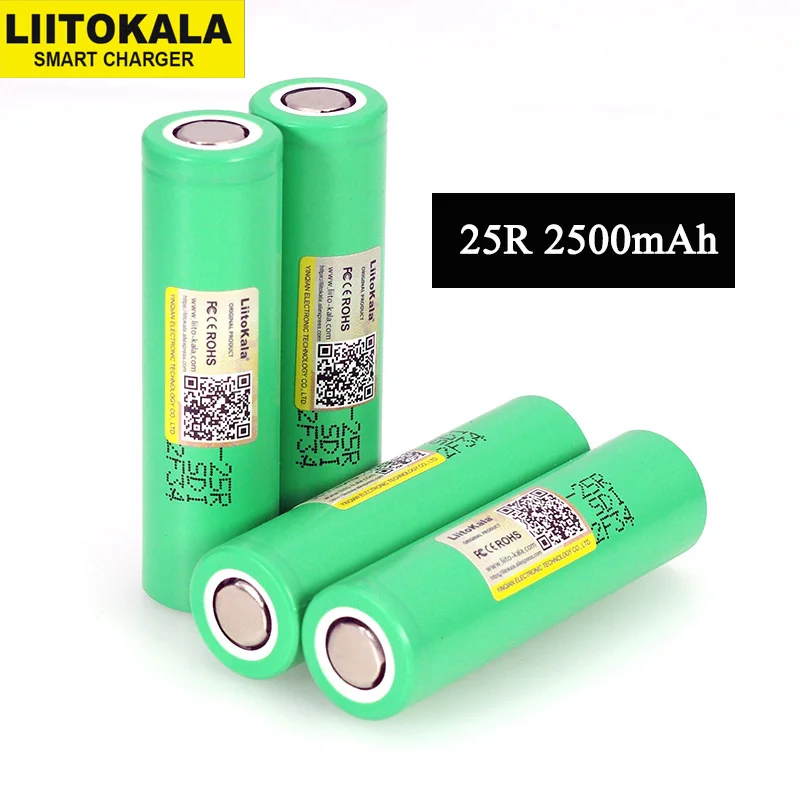 

LiitoKala 18650 2500 mAh Rechargeable battery 3.6V INR1865025R 20A discharge batteries For E-cigarette use