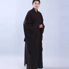 Унисекс черный буддийские костюм монаха Шаолинь монах одежда халат платье Zen буддизм медитации Лохан одежда