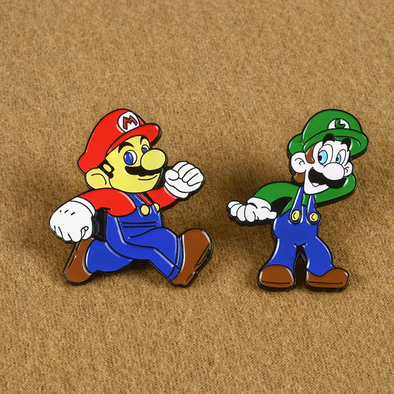 Classic Game Characters Super Bros Enamel Pin Video Game Mushroom Brick Brooch Denim Shirt Jackets Bag Pin Badge Gift For Fans