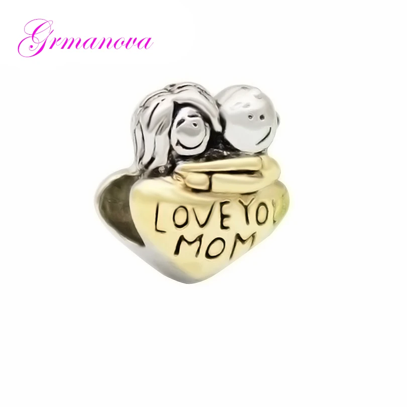 Love Mother And Son European And American Golden Charm Beads Diy