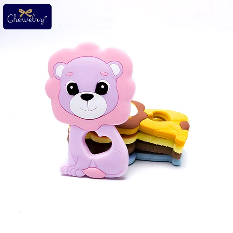 5 шт. детский силиконовый Прорезыватель кулон со львом пищевой перле Силиконовые бусы для прорезывания зубов силиконовые грызуны жевательные детские товары игрушки - Цвет: Pink