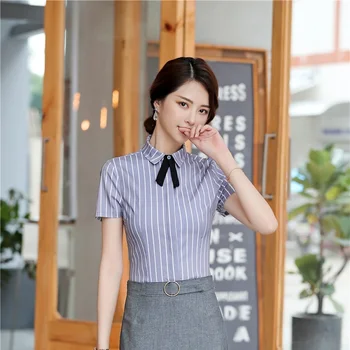 

Fashion Striped OL Styles Formal Business Women Blouses & Shirts 2019 Spring Summer Ladies Work Wear Blouse Female Tops Blusas