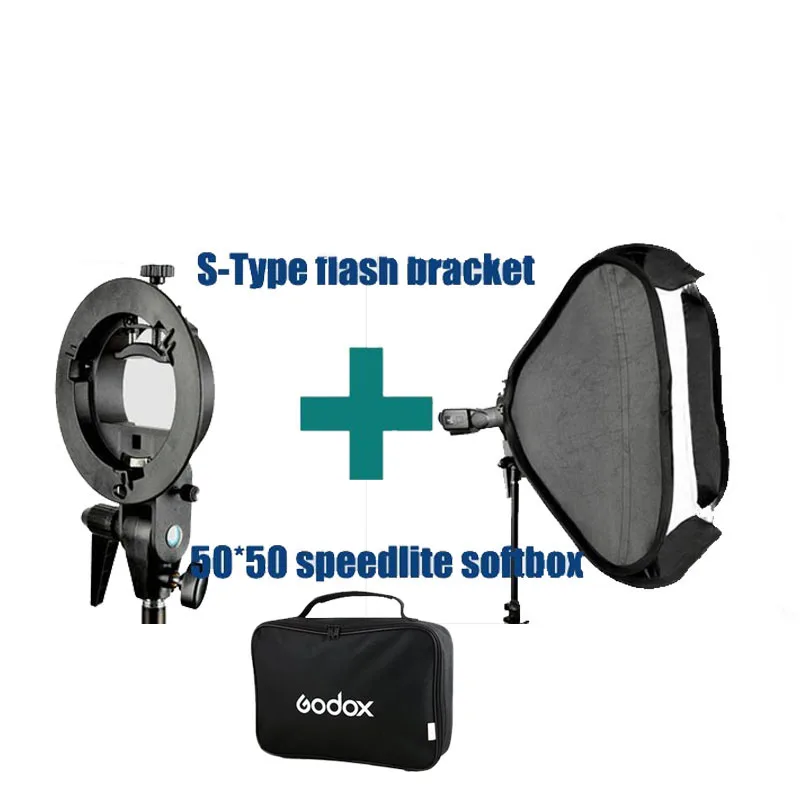 PRO Godox S Type flash Bracket with Handy Speedlite 50*50 Softbox