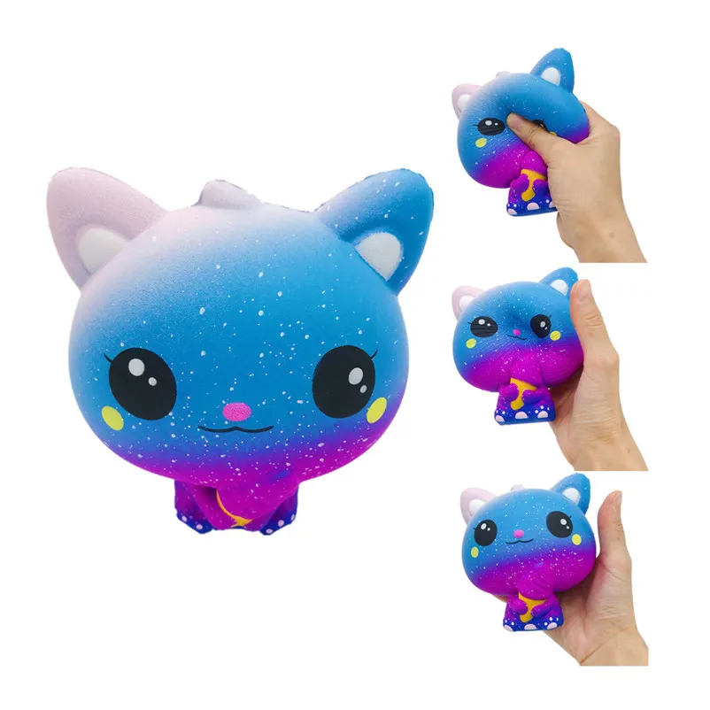 Анти стресс вязкой Kawaii Красочные Galaxy кошка детские игрушки Ароматические Шарм