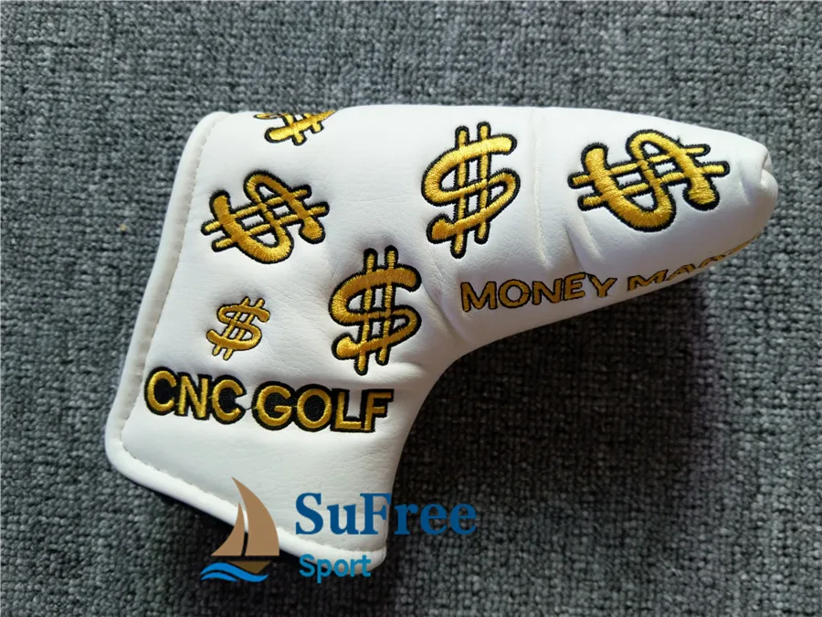 Latest Dollar Symbol Embroidered Golf Putter Head Cover Money Market Golf Blade Club Headcovers L-shaped 3colors09