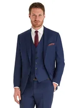 Custom Made Groom Tuxedo Navy Blue Groomsmen Notch Lapel Wedding/Dinner Suits Best Man Bridegroom (Jacket+Pants+Tie+Vest) B528