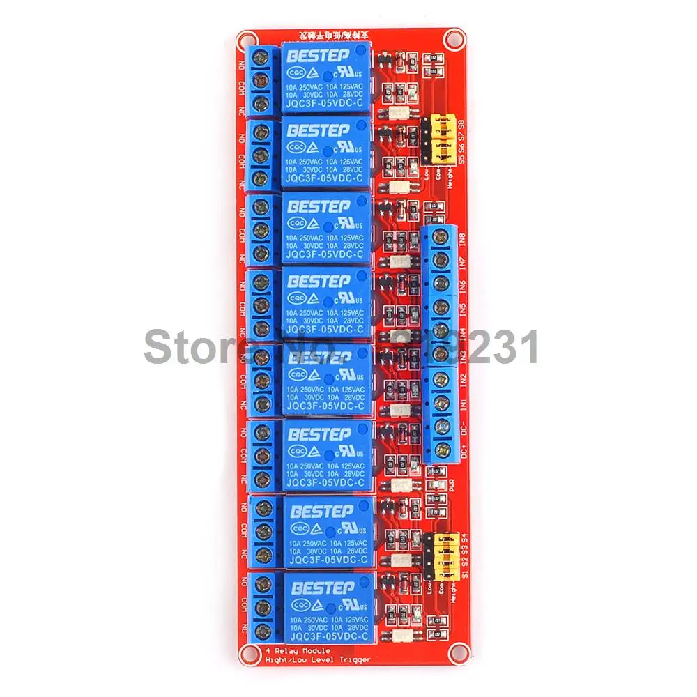 

5V 12V 24V 8 Channel Relay Module High and Low Level Trigger Optocoupler Isolation Relay Module Control Board