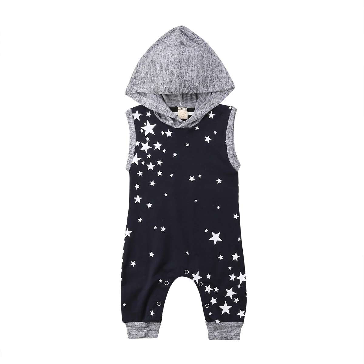 

2018 Infant Baby Boys Girls Star Sleeveless Romper Jumpsuit Playsuit Hoodie Outfits set Size 0-24M