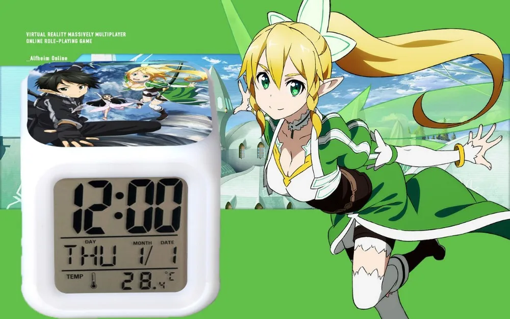 Cube Sword art online Anime LED digital electronic alarm clock