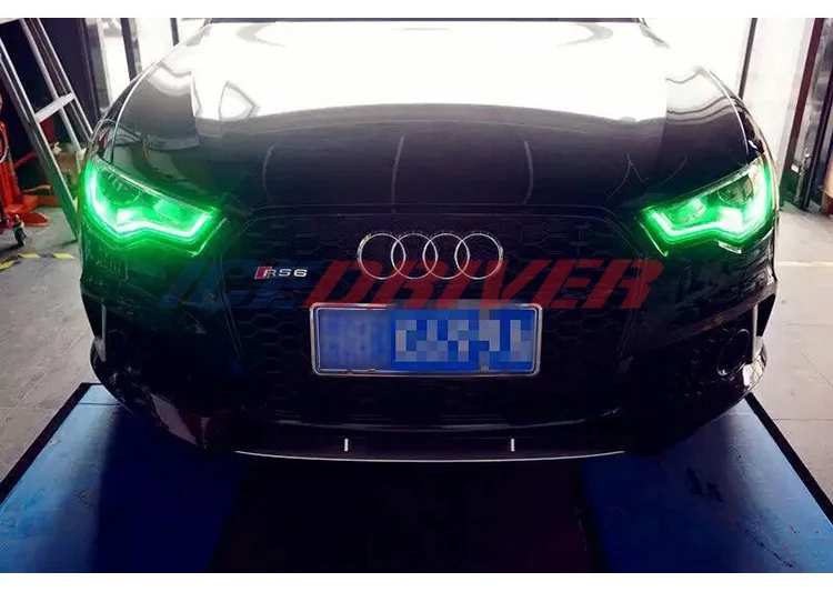 Icedriver для AUDI A6 S6 DRL RGB многоцветный светодиодный доски 2013- Противотуманные фары красные, синие демон освещение для глаз лампы