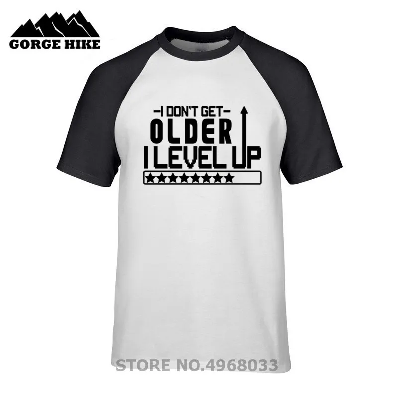 buy Funny Letters I don #039;t get older I level up white Men Summer T Shirts 100% 180g Combed Cotton Customized Novelty Print Top Tshirt