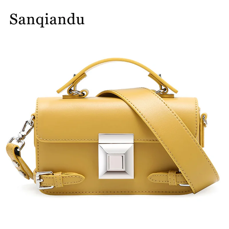

Luxury Women Shoulder Bag Genuine Leather Women Box Bag Ladies Yellow Handbag Famous Brand Women Bags Square Handbag For Girls