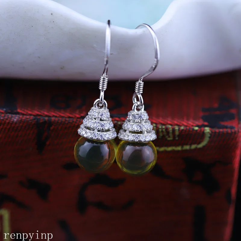 

KJJEAXCMY S925 silver jewelry fashion exquisite lady Earrings Mexico net BLUE AMBER EARRINGS