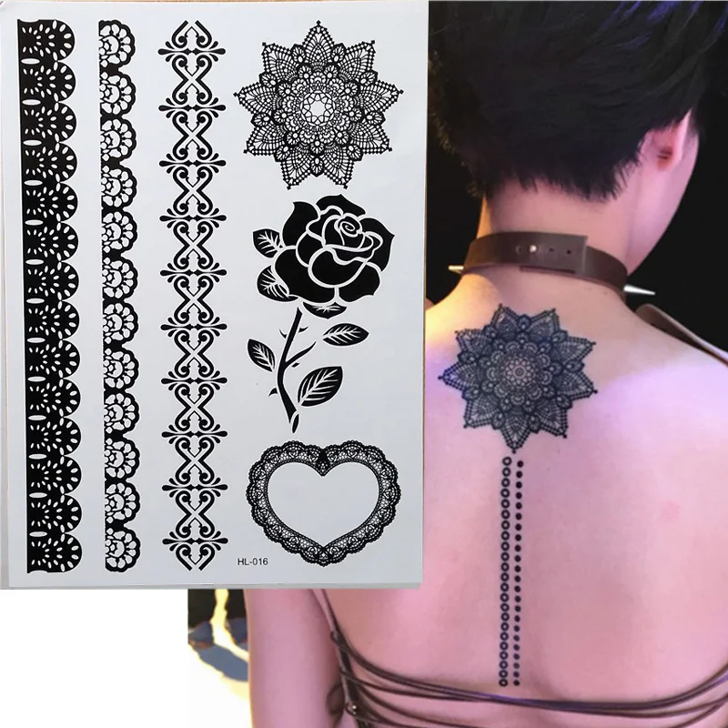 1 Stuck Schwarz Rosen Henna Temporare Tattoo Fur Spitze Hande Inspiriert Korper Aufkleber Henna Temporary Tattoos Temporary Tattootattoo Tattoo Aliexpress