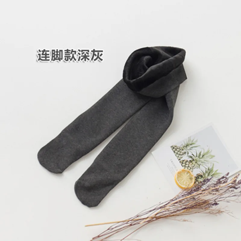 Dark Gray Foot Cover Осень-зима детские колготки для девочек трикотажные хлопковые детские колготки Дети теплые колготки бархат меха для девочек леггинсы Collant Enfant Filles - Цвет: Dark Gray Foot Cover