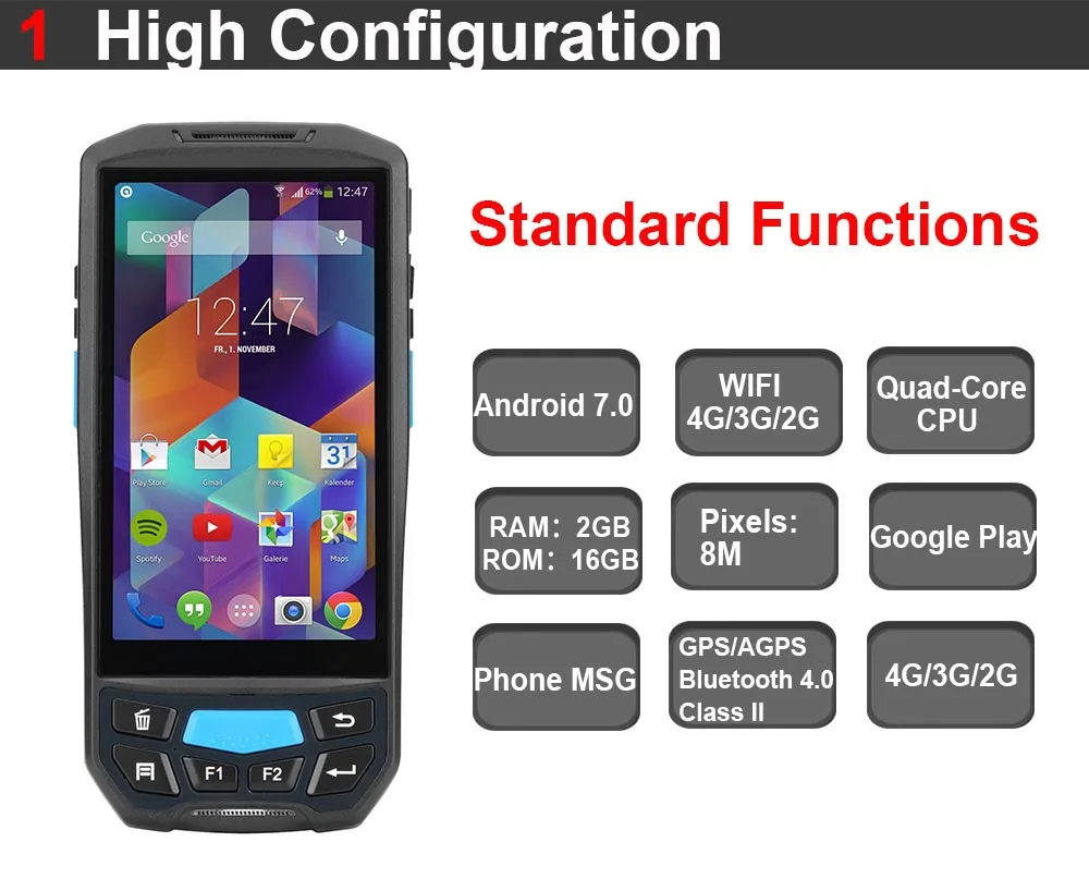 جديد وصول PDA الروبوت 7.0 المحمولة محطة دعم Wifi بلوتوث 4 جرام GPS مع الباركود ماسحة/QR رمز ماسحة