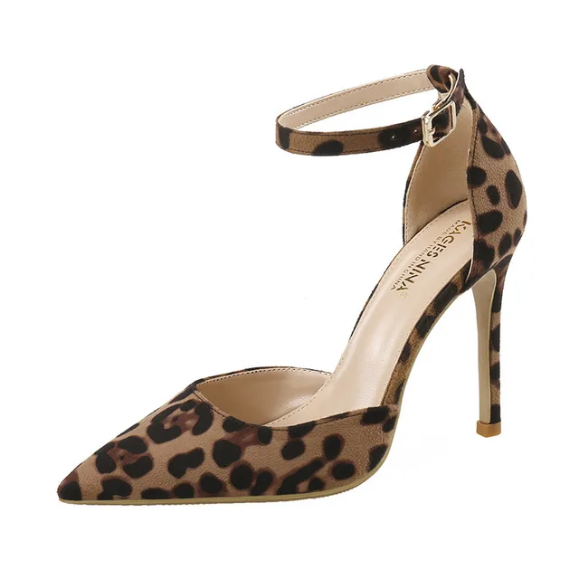 Модные женские туфли-лодочки из лакированной кожи с леопардовым принтом пикантные женские вечерние туфли с острым носком на ультравысоком каблуке 6-10 см Size33-41 - Цвет: Heel 10CM