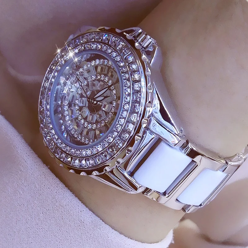 Модные женские наручные часы Роскошный бренд кристалл платье Bling Diamond Стразы