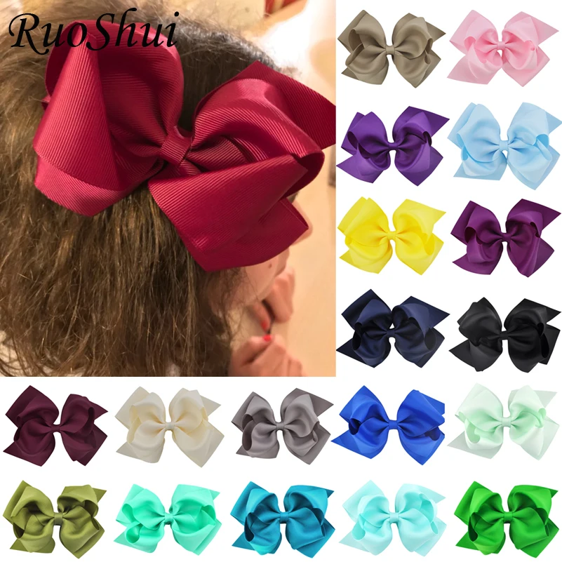 

25PCS/lot 6 Inch Double Layers Large Hair Bow Alligator Clips Bowknot Grosgrain Ribbon Hairbow Children Girls Hair Accessories
