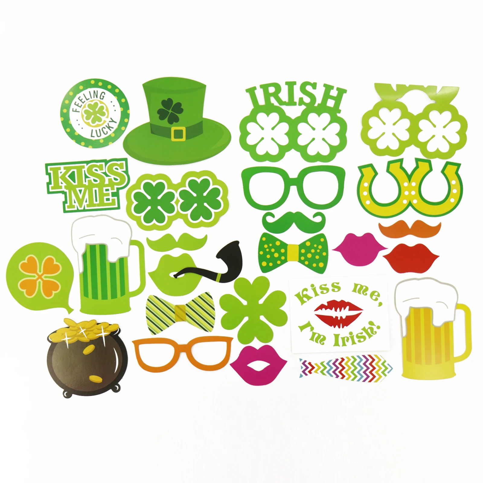 29 шт. St Patrick'S Day Photo Booth Реквизит украшения сувениры Клевер бороды ирландский день
