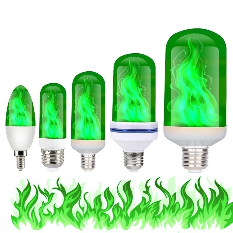 

E27 E26 E14 Led Flame Lamp 85-265V Luces Led Decoracion Fire Effect Light Bulb Flickering Lampara Emulation Light Lampada Green