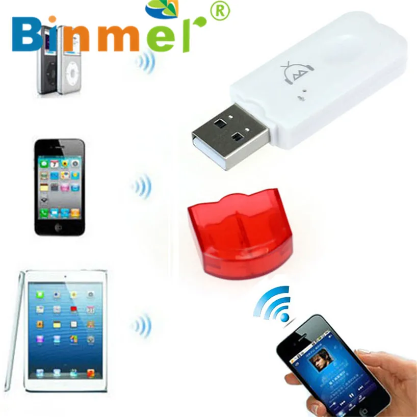Binmer USB беспроводной громкой связи Bluetooth аудио музыкальный приемник адаптер для iPhone 4 5 Mp4 24 Aug