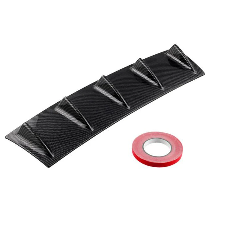 1 PC Universal parachoques trasero difusor de labios 3/5/7 aleta brillo negro/fibra de carbono ABS alerón regalos de navidad estilo aleta de tiburón labial