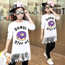 Новинка года; осенняя одежда для маленьких девочек; детская одежда; школьная блузка для девочек; модная детская хлопковая рубашка с кисточками; Blusas; детская одежда