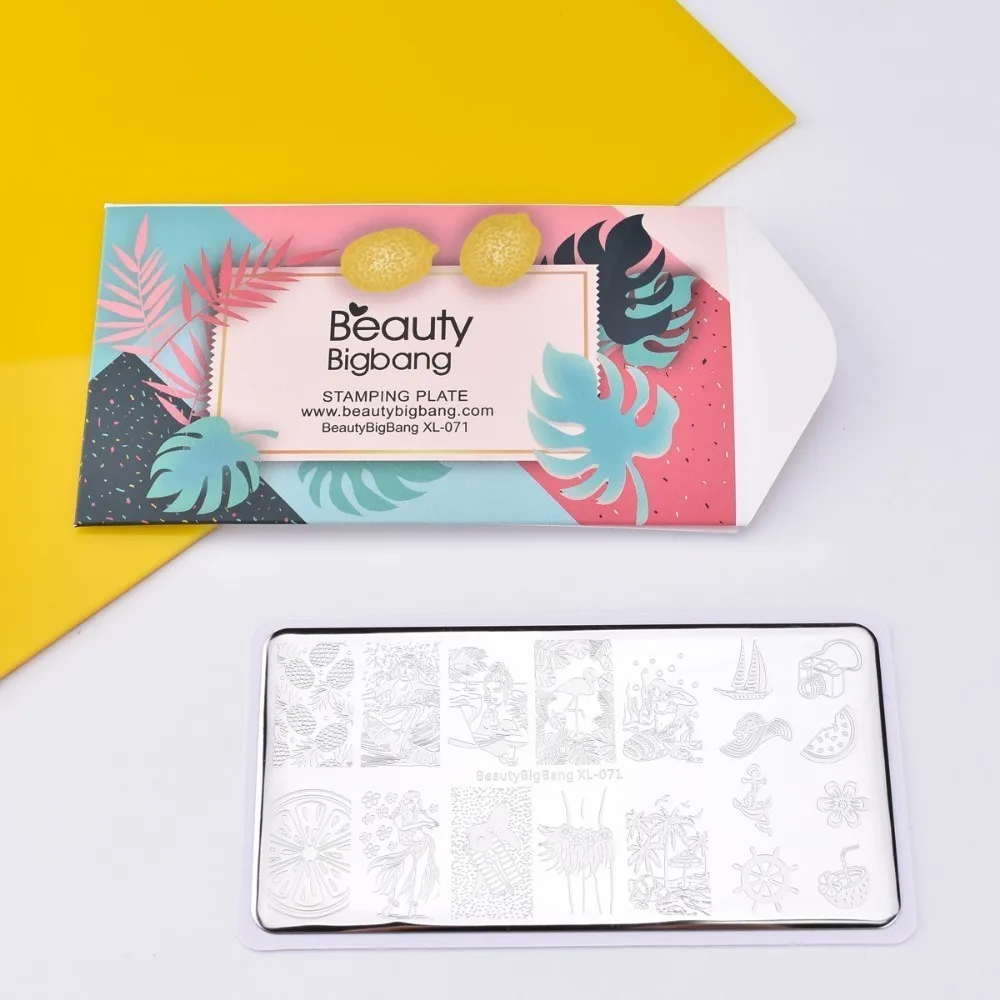 Штамповочные пластины Beautybigbang 6 шт./компл. 6*12 см геометрический рисунок: панда