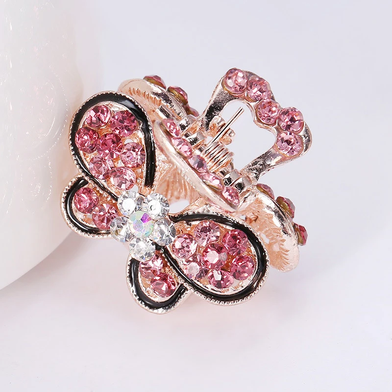 

Fashion Gripper Girls Bowknot Gifts Floral Camellia With Crystal Hair Clips Simple Small Hair Pins for Women Hair Accessories
