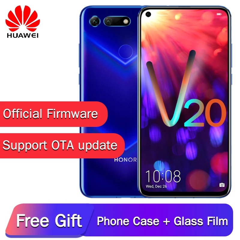 

Original Honor View 20 NFC Mobile Phone honor V20 Liquid Cooling Kirin 980 Android 9.0 6.4 inch Screen 4000mAh Smartphone