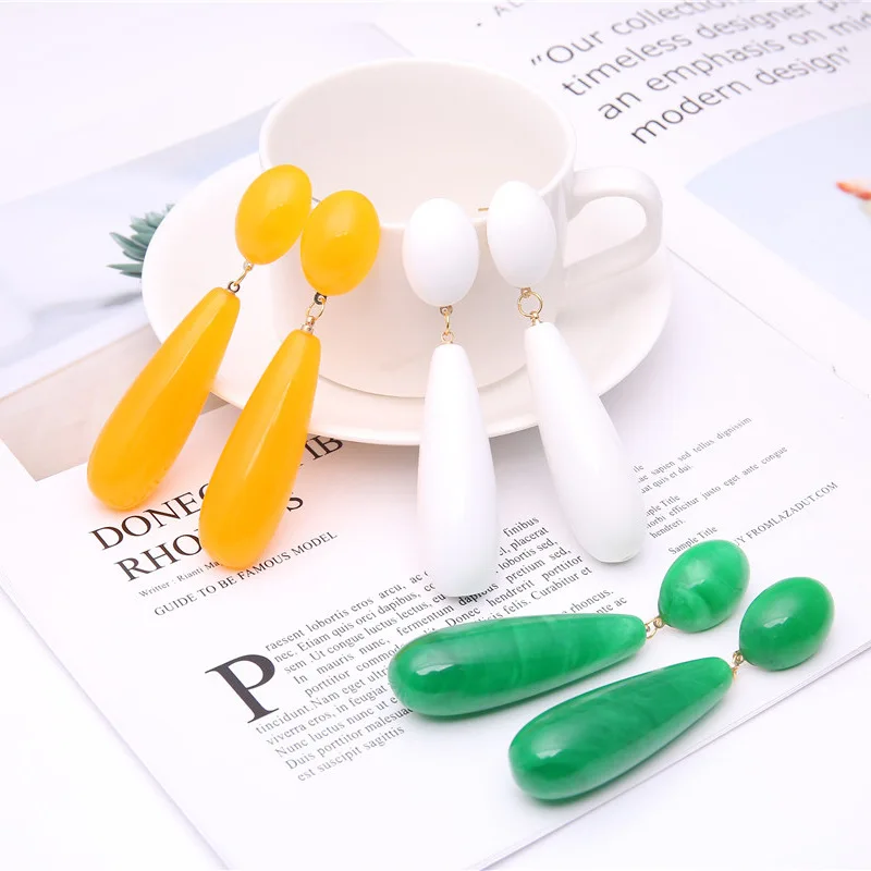 

2019 New Creative Fashion Water Drop Resin Dangle Earrings Accessories Factory Outlet Long Earrings for Women