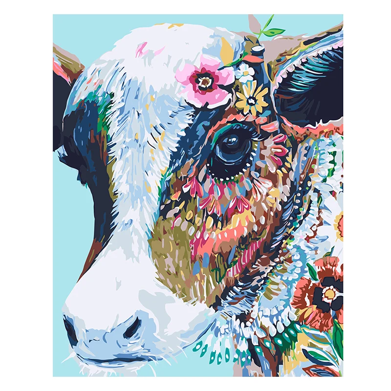 Diy Decorative Cow Oil Painting By Numbers Canvas Painting Coloring By