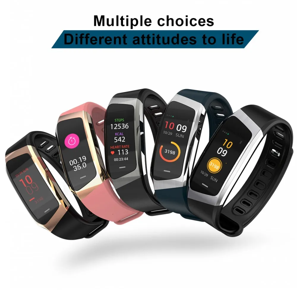 

Smart bracelet E18 Color screen wristband heartrate monitor Blood pressure measurement Fitness trac for Android IOS mobile phone