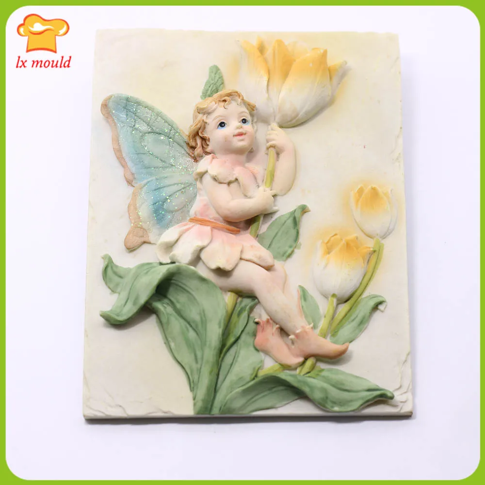 

2019 new tulip angel candle piece silicone mold home pendant plaster concrete mold