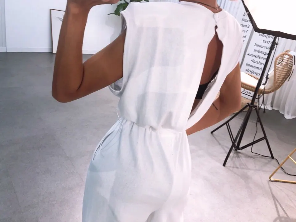 RUGOD женские полосатые комбинезоны с круглым вырезом, кружевные длинные брюки без рукавов с открытой спиной с высокой талией облегающее Боди Новая Летняя мода для женщин