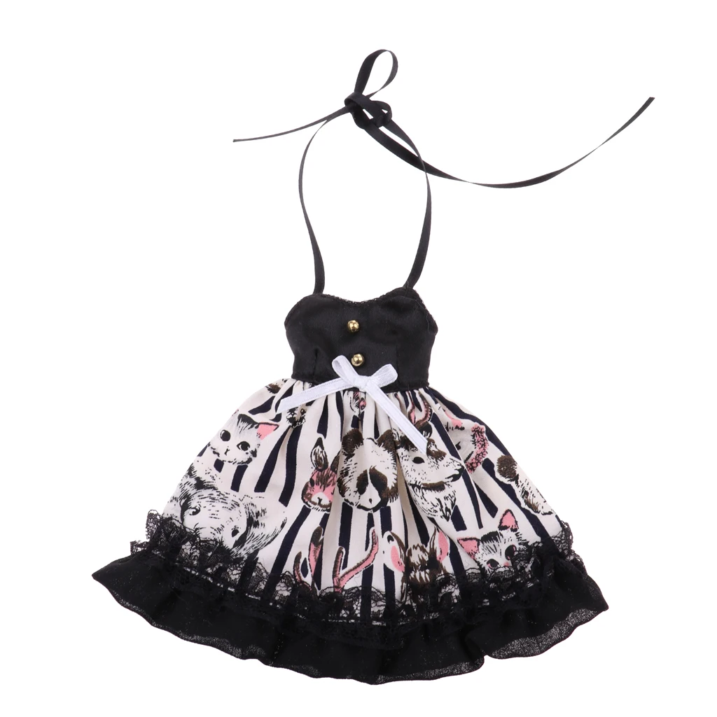 1/6 BJD Doll Braces Skirt Lace Dress for 12inch Pullip DZ AS Dolls Clothes Party Outfit Accessories